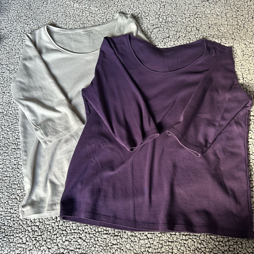 Eileen Fisher Purple and Cream Tops